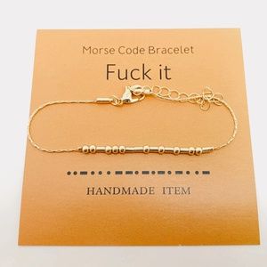 3/$24 Morse Code F#CK It Adjustable Mantra Statement Bracelet in Gold